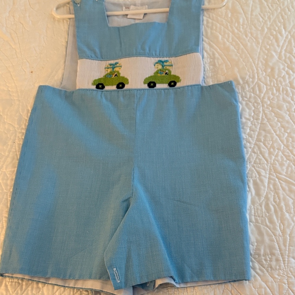 Blue Children's Romper with Cars carrying Gifts Design Size 3